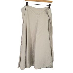 j jill Beige midi Crinkle Skirt a line womens size 18 petite side zip silk